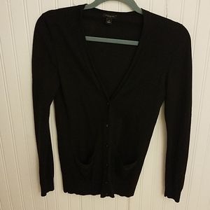 Ann Taylor Black 100% Merino Wool Cardigan Sweater